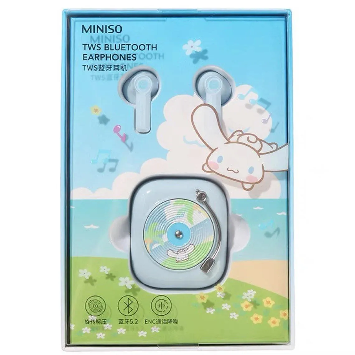 Sanrio Record Player Style TWS Bluetooth Earphones My Melody Kuromi Cinnamoroll Pochacco