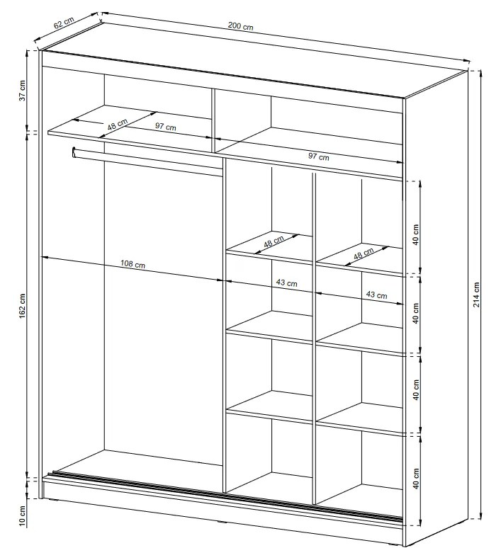 SLIDING DOOR WARDROBE MAJA ALU 200CM SONOMA