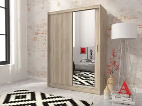 SLIDING DOOR WARDROBE MAJA I MIRROR 130CM SONOMA