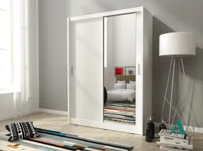 SLIDING DOOR WARDROBE MAJA I MIRROR 150cm WHITE