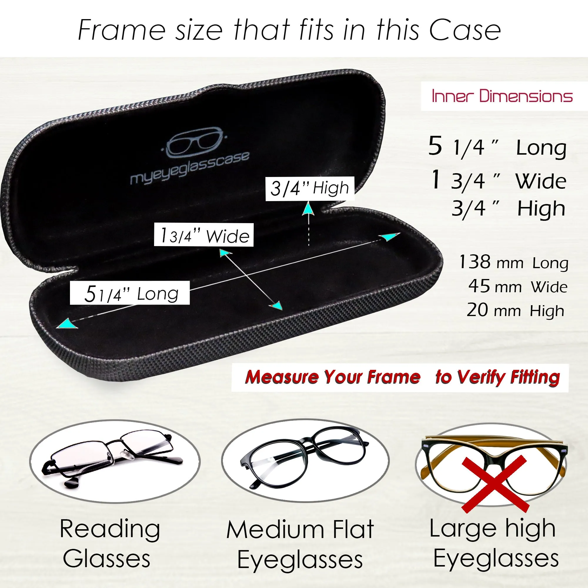 Small Hard Eyeglass Case, Reading Glasses Case w/ Drawstring Pouch & Cleaning Cloth ( S5 Rough Black)