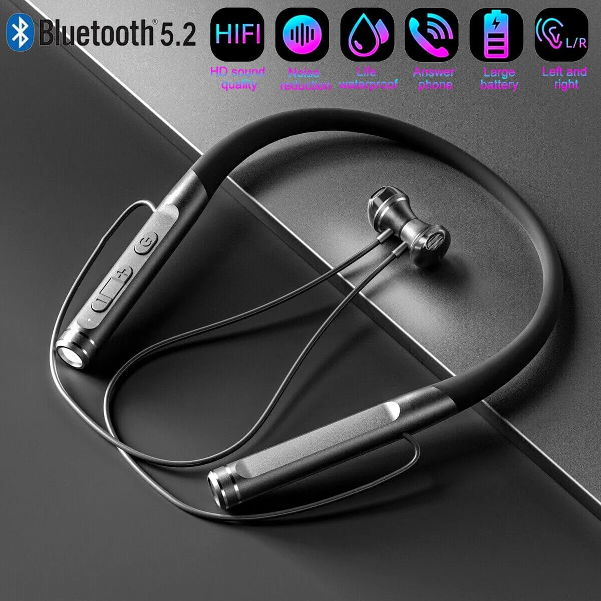 SMAXPro™ Neckband Bluetooth Earbuds: Mic Headset Wireless Earphones