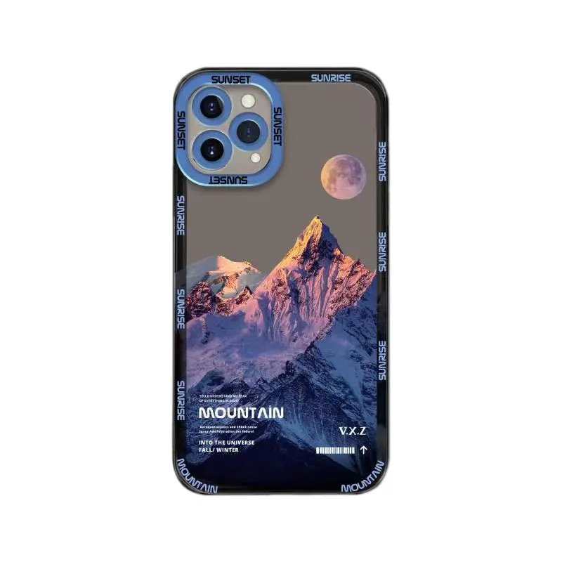 Snowy Mountain Moon iPhone Case