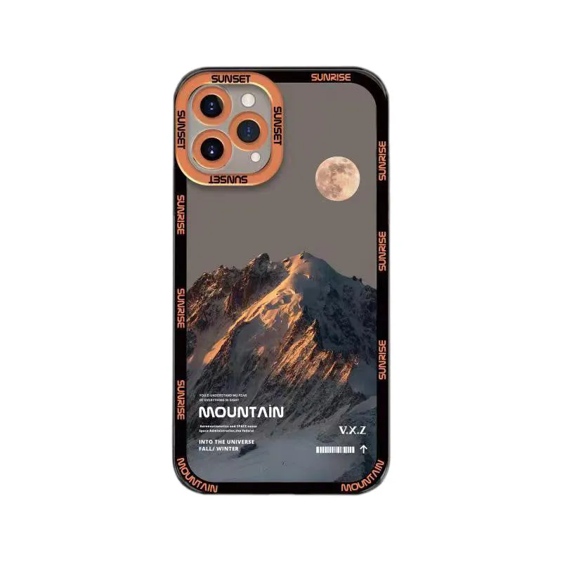 Snowy Mountain Moon iPhone Case