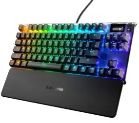 SteelSeries Apex 7 TKL Compact Mechanical Gaming Keyboard OLED Smart Display USB Passthrough and Media Controls Tactile and Quiet RGB Backlit (Brown Switch), Apex 7 TKL