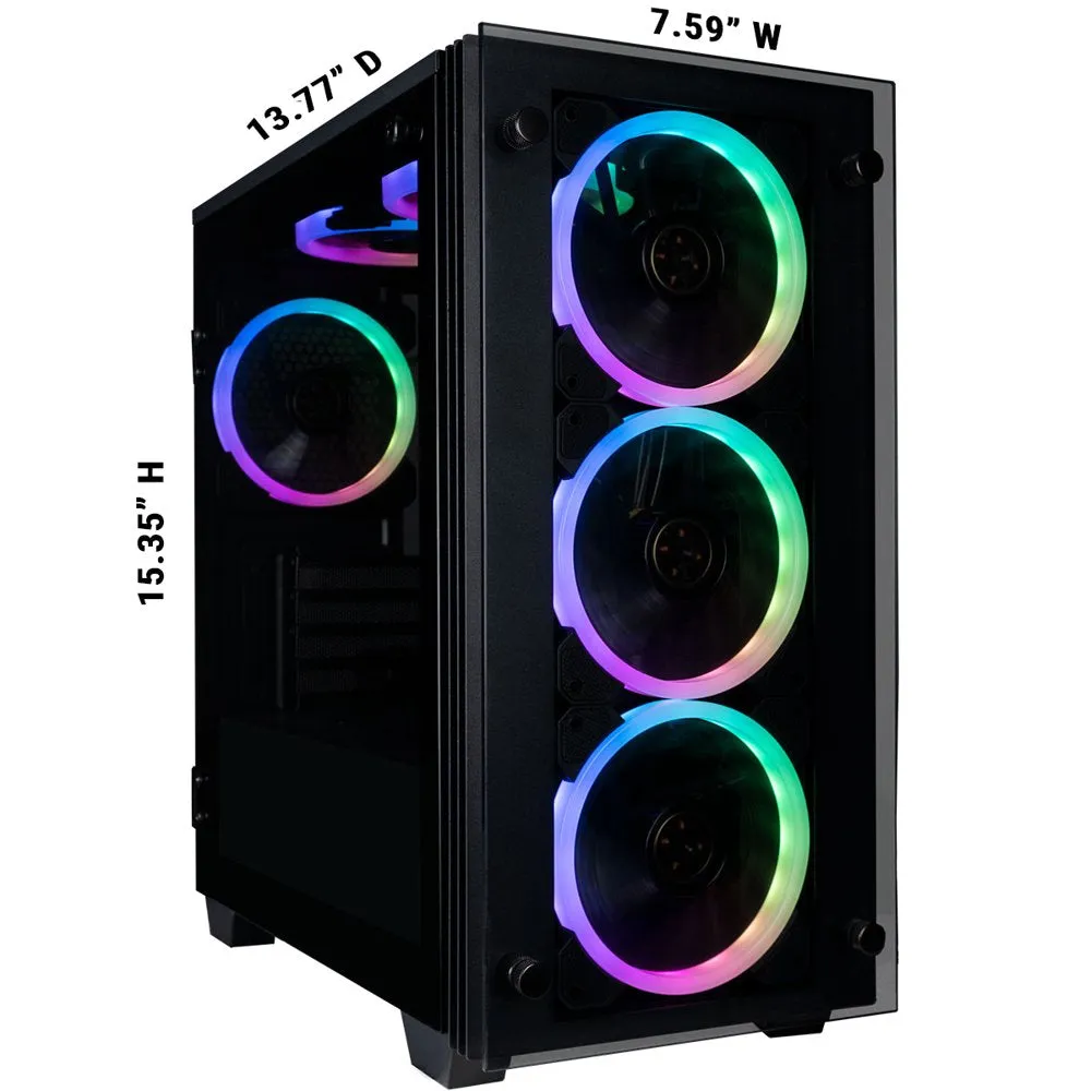 Stratos Micro Gaming Desktop - NVIDIA Geforce RTX 3070, AMD Ryzen 7 5700X, 32GB DDR4 RAM, 512GB Nvme SSD   2TB HDD, Wifi, Windows 11 Home - Gamer Computer