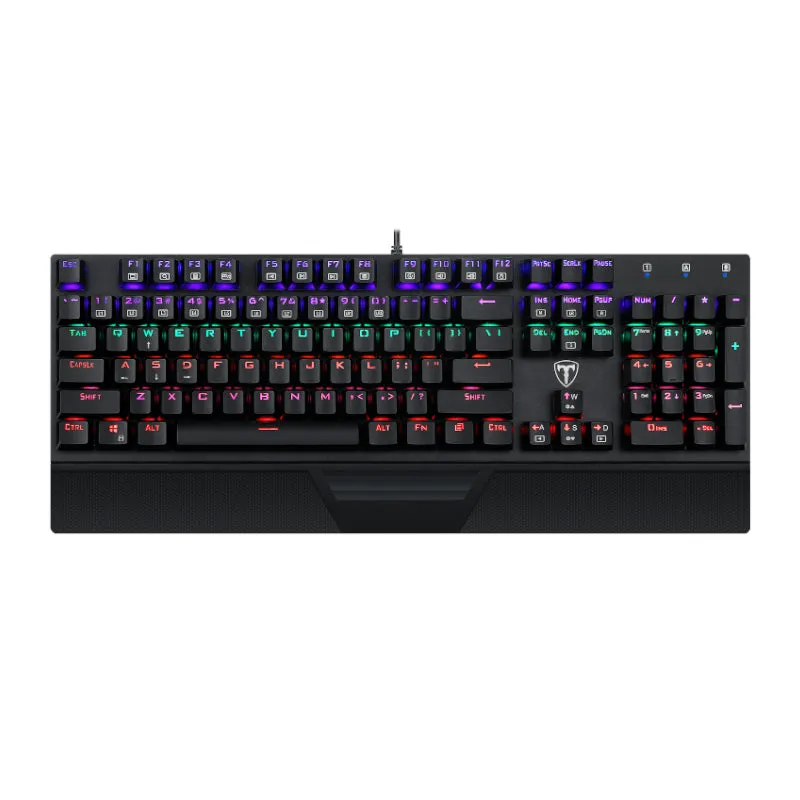 T-Dagger Destroyer 104 Key|Wrist Guard|Rainbow Backlit Gaming Mechanical Keyboard - Black