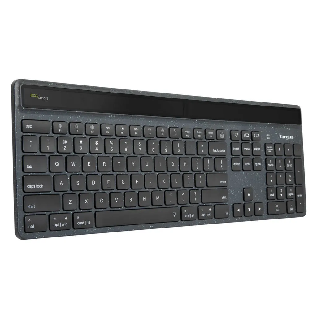 Targus Ecosmart - Keyboard - Sustainable Energy Harvesting - Antimicrobial - Backlit - Wireless - Bluetooth 5.0 - Qwerty