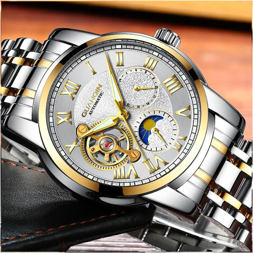 Tourbillon Stainless Steel Watches Mechanical Wrist Watch