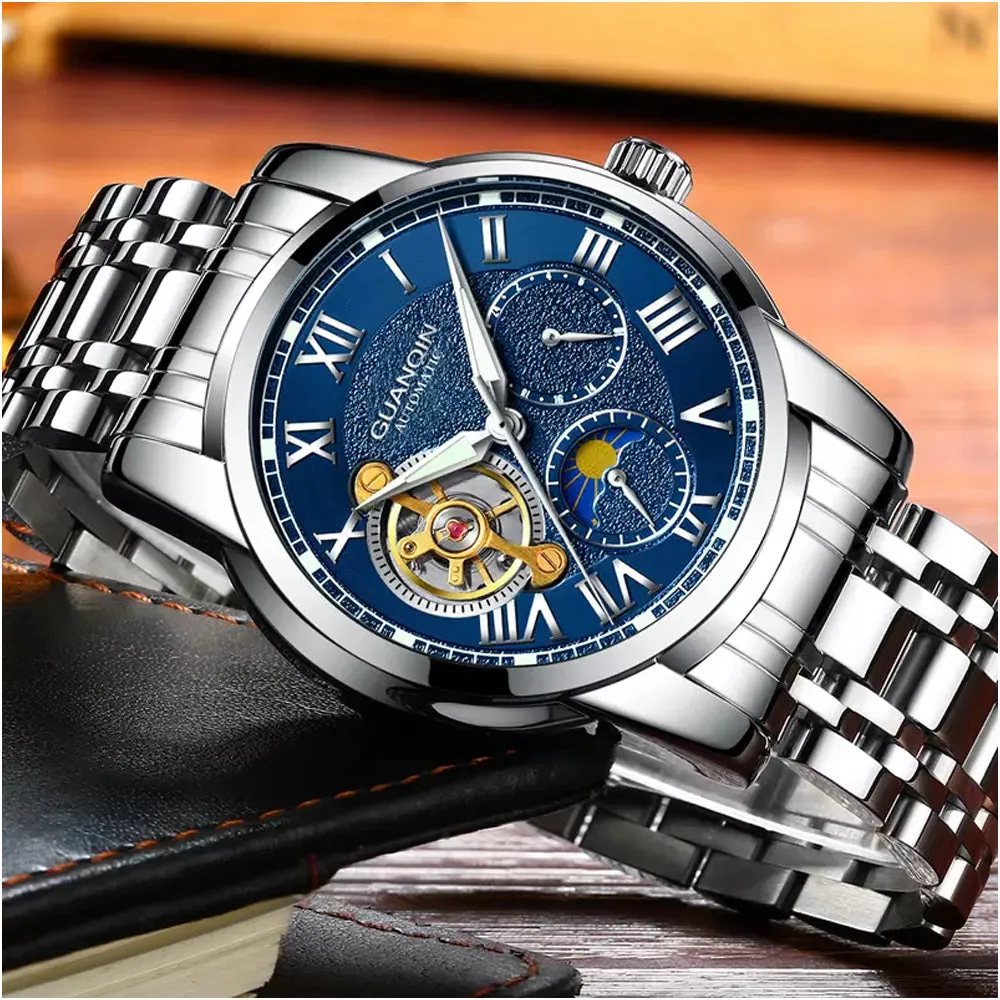 Tourbillon Stainless Steel Watches Mechanical Wrist Watch