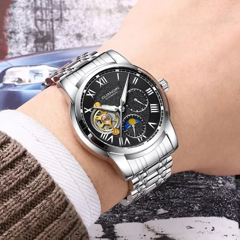 Tourbillon Stainless Steel Watches Mechanical Wrist Watch