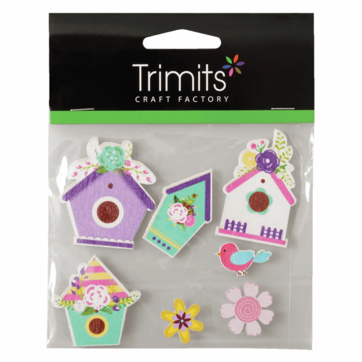 Trimits Craft Embellishments - Floral Bird Box (Pack of 7)