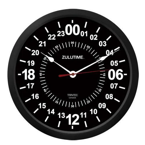 Trintec - 10'' ZULUTIME™ 24-Hour Clock | ZT24-HR10-B