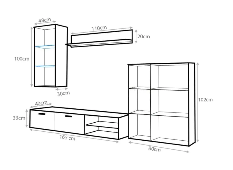 TV WALL UNIT DAMIAN GREY