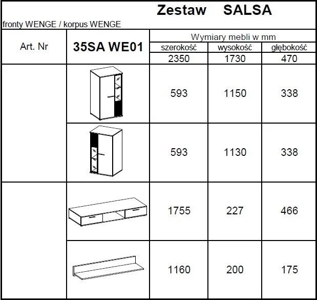 TV WALL UNIT SALSA SET WITH SIDEBOARD SONOMA