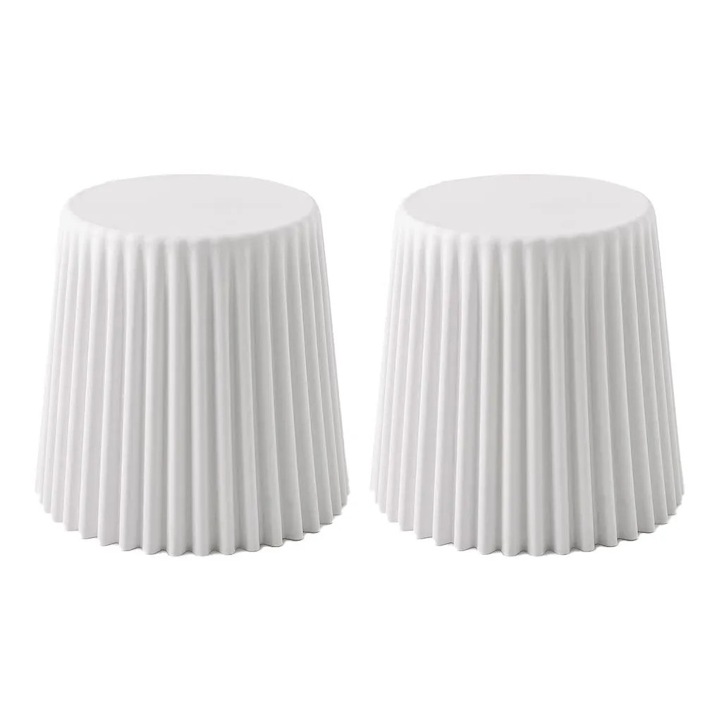 Two Bar Stools Cupcake Plastic Foot Stool White