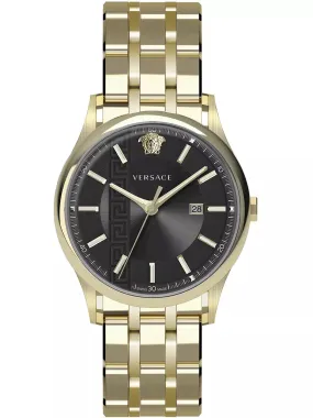 Versace Men's Watch Aiakos 44mm Black Gold Bracelet VE4A00820