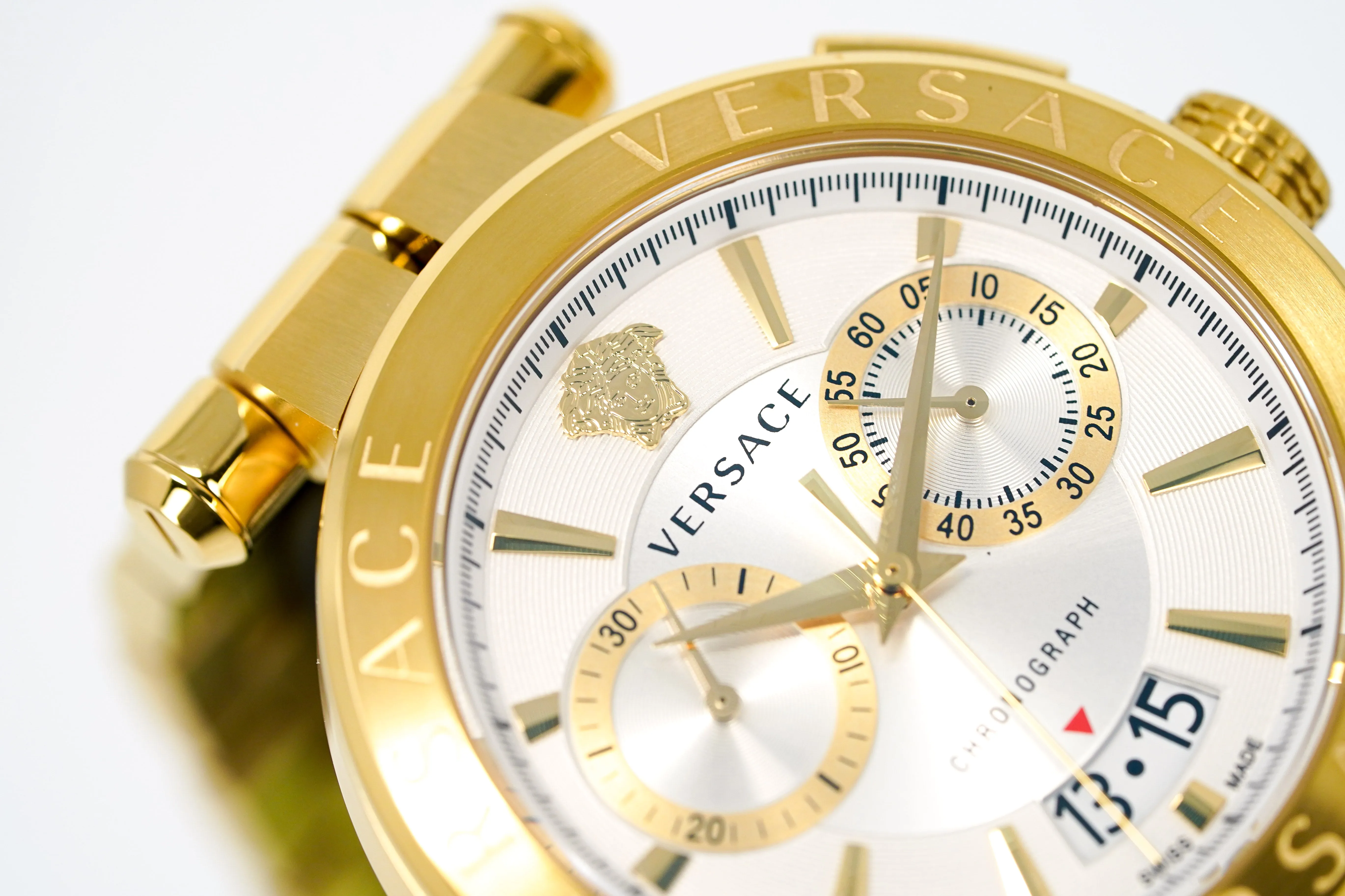 Versace Men's Watch Aion Chronograph 45mm Gold White VE1D00419