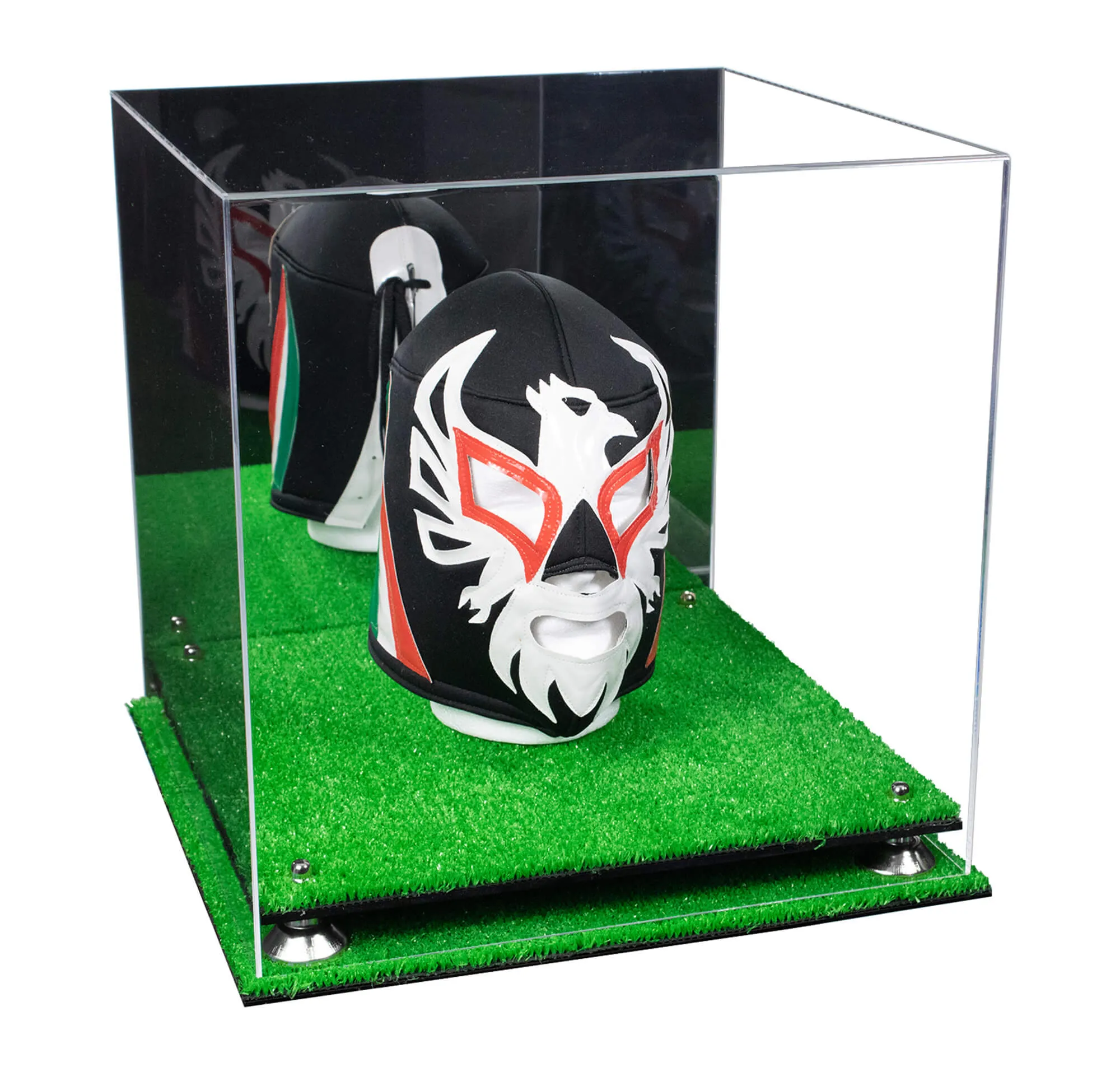 Versatile Display Case - Large Square Box with with Risers, Mirror Case and No Wall Mount 15.5" x 15.5" x 15.5" (A118)