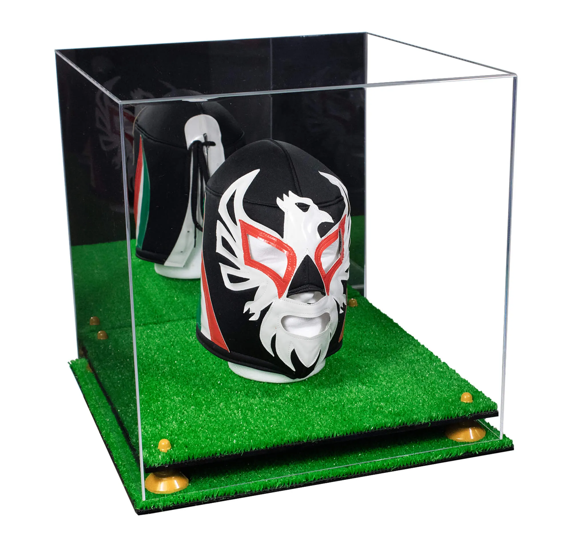 Versatile Display Case - Large Square Box with with Risers, Mirror Case and No Wall Mount 15.5" x 15.5" x 15.5" (A118)