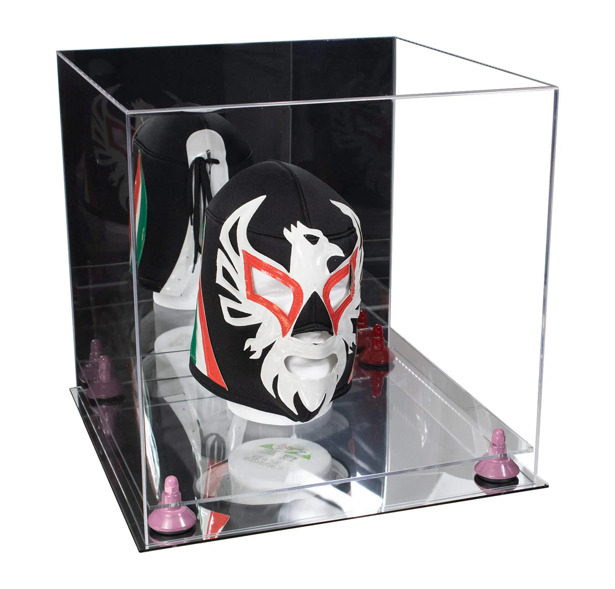 Versatile Display Case - Large Square Box with with Risers, Mirror Case and No Wall Mount 15.5" x 15.5" x 15.5" (A118)