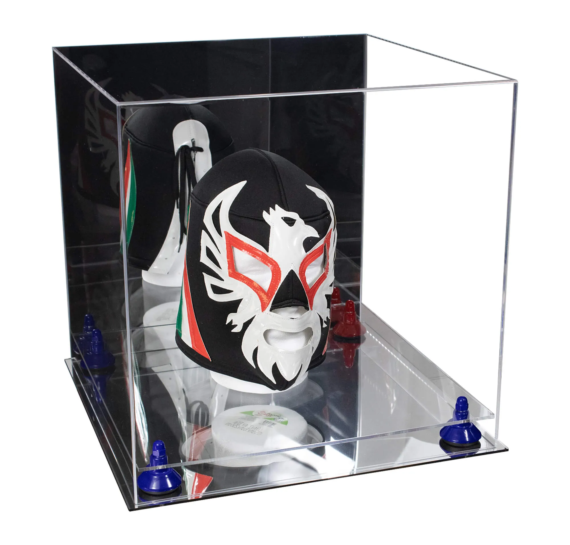 Versatile Display Case - Large Square Box with with Risers, Mirror Case and No Wall Mount 15.5" x 15.5" x 15.5" (A118)