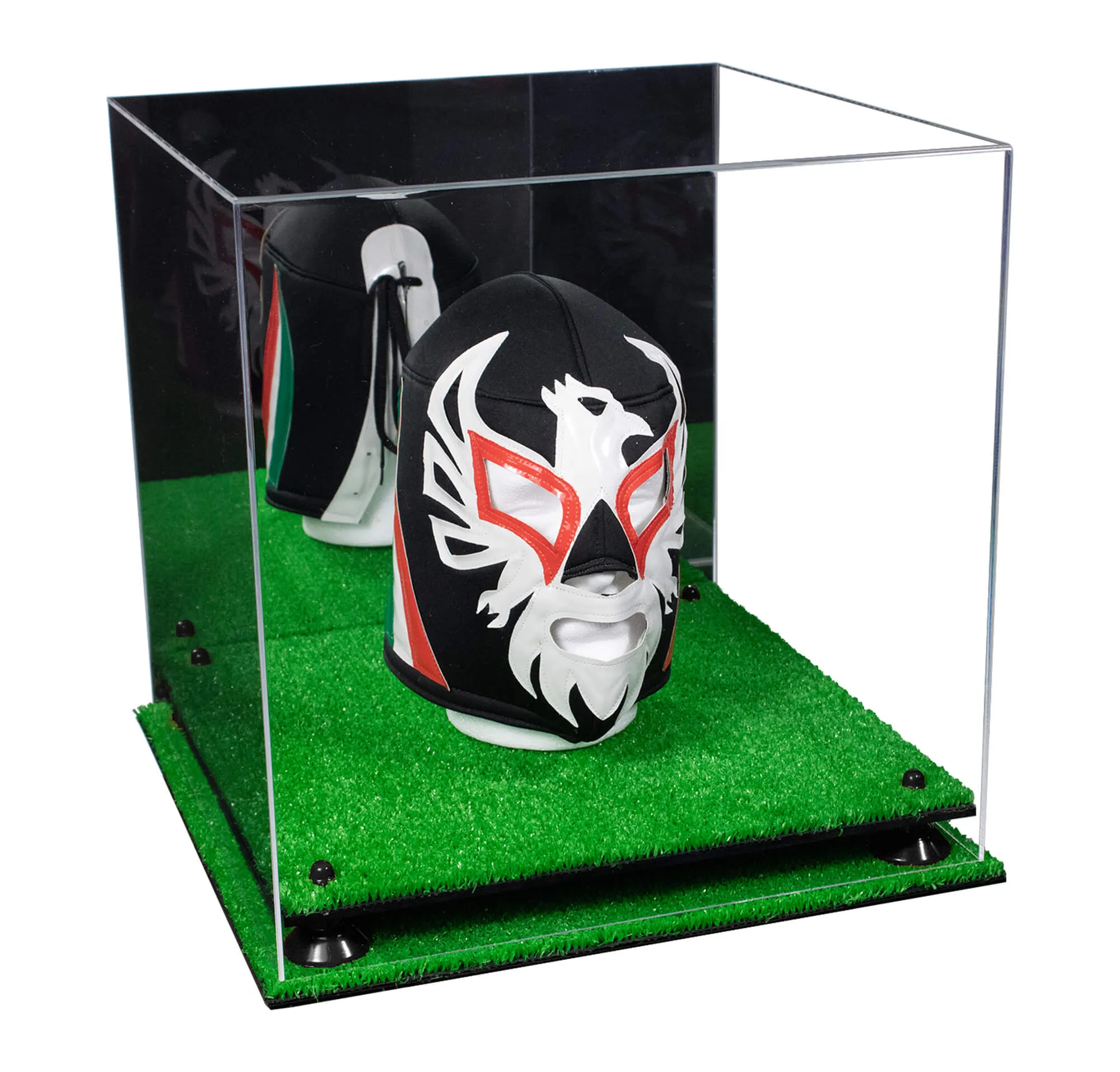 Versatile Display Case - Large Square Box with with Risers, Mirror Case and No Wall Mount 15.5" x 15.5" x 15.5" (A118)