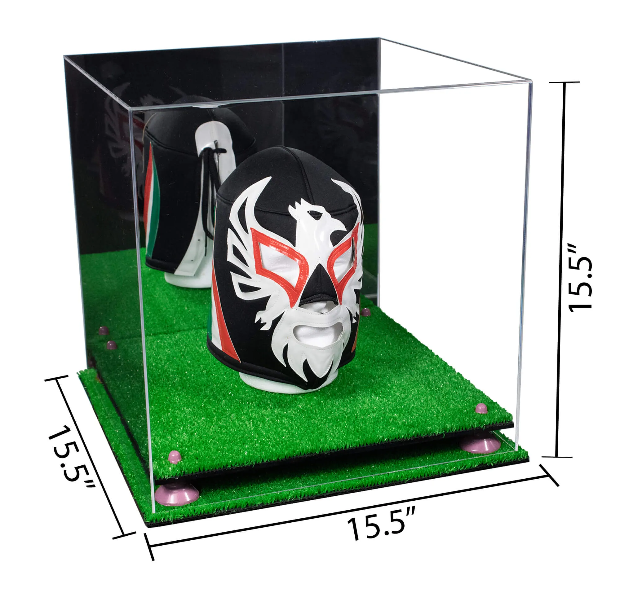 Versatile Display Case - Large Square Box with with Risers, Mirror Case and No Wall Mount 15.5" x 15.5" x 15.5" (A118)