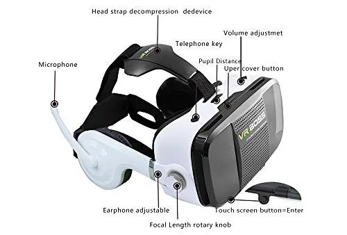 VIGICA VR BOSS Virtual Reality Headset 3D Glasses with Headphone for 4.0-6.3 inch Smartphone with Bluetooth Remote...