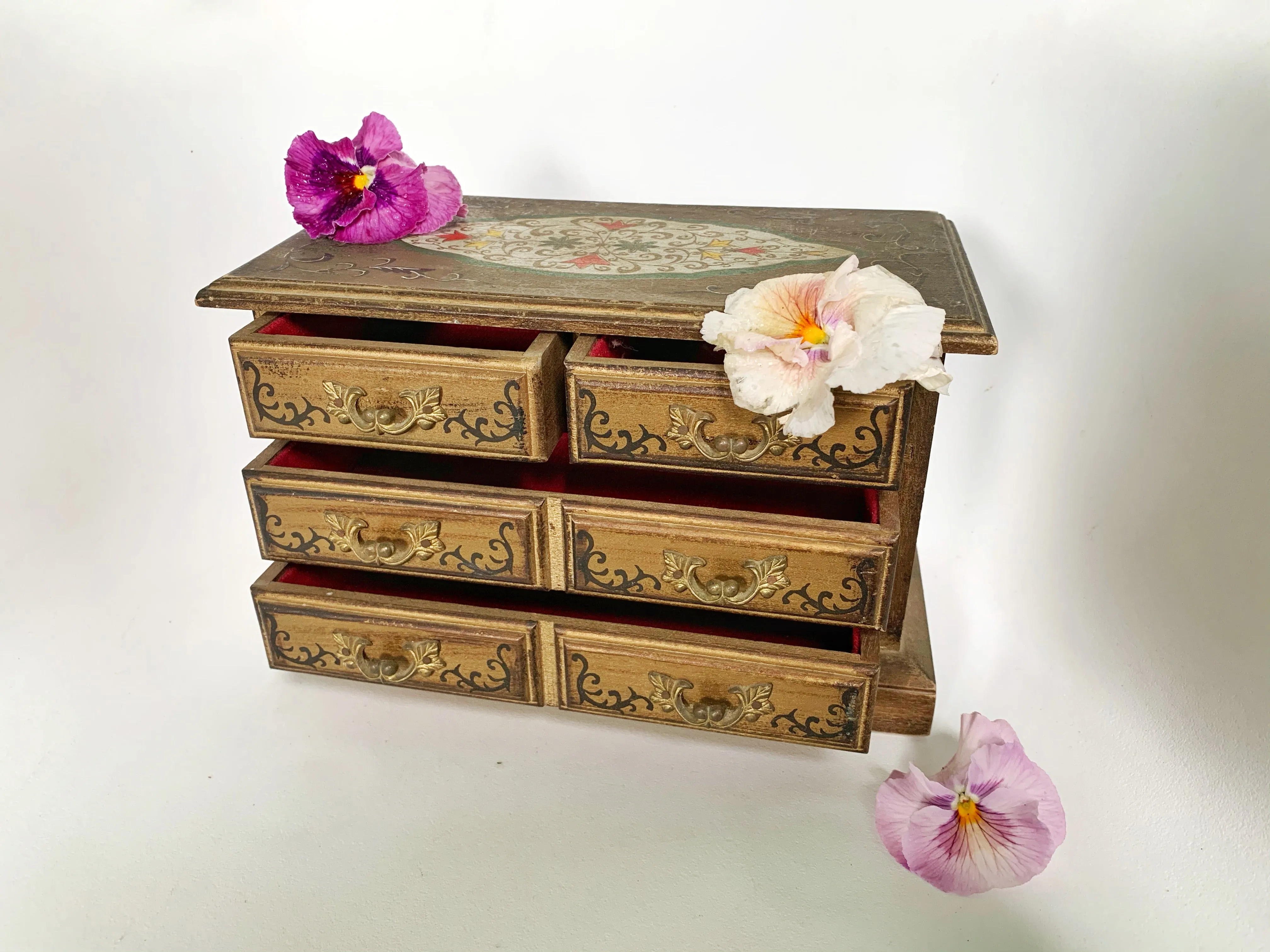 Vintage Florentine Wood Jewelry Box