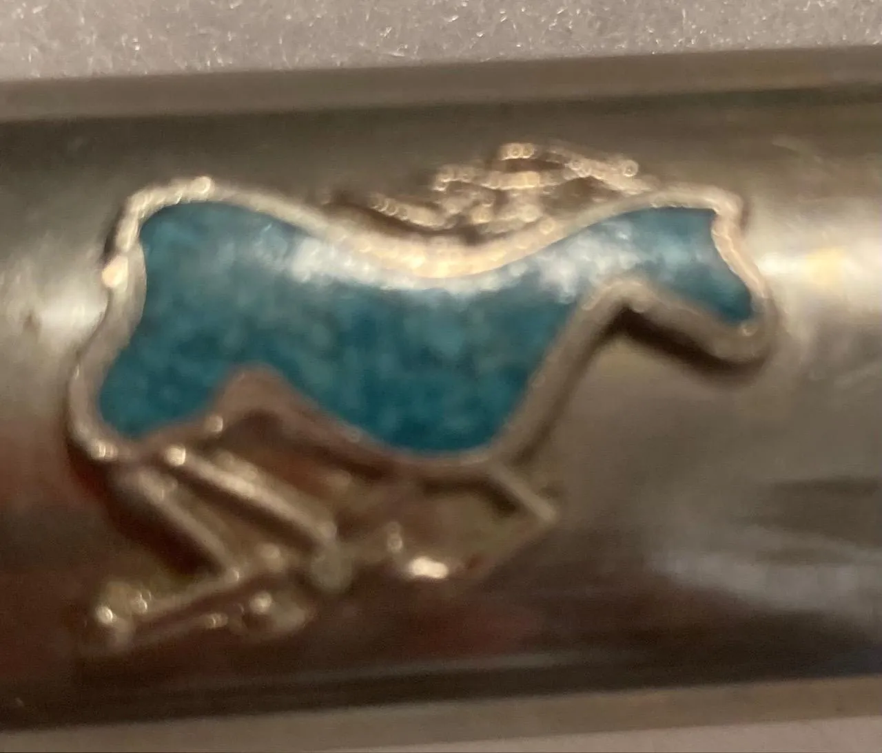 Vintage Metal Bic Lighter Case Holder, Turquoise, Horse, Mustang, Really Nice Design, Quality, Cigarettes, Smoking, Cigars, Tobacco