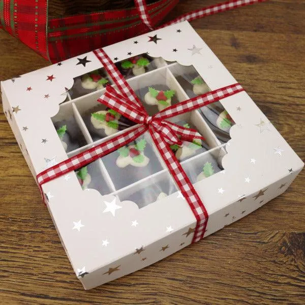 White Window Truffle Box with Silver Star (Kit with 5 Boxes)