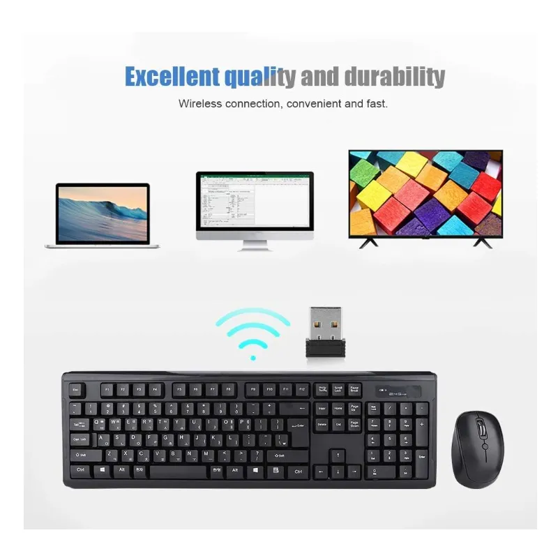 Wireless 2.4Ghz Multimedia Ergonomic Keyboard Combo Q-5003