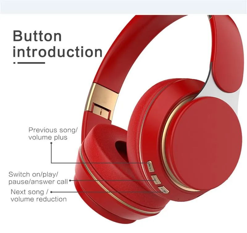 Wireless Bluetooth Headphones Over Ear Headset With Mic