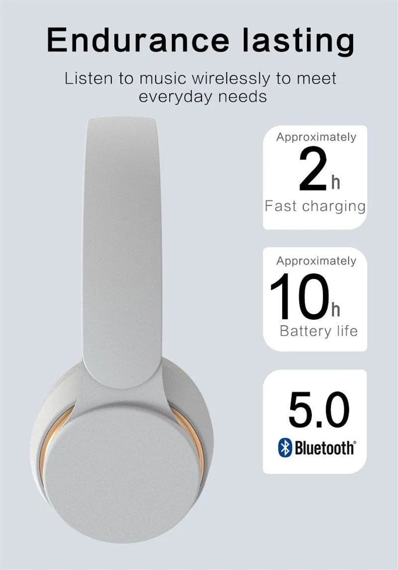 Wireless Bluetooth Headphones Over Ear Headset With Mic