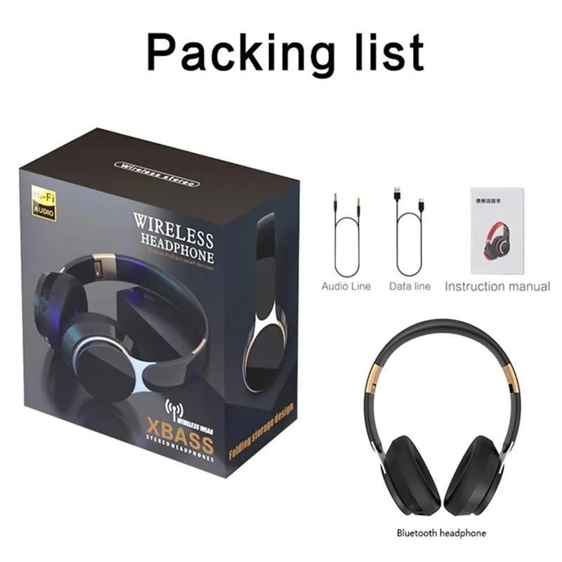 Wireless Bluetooth Headphones Over Ear Headset With Mic