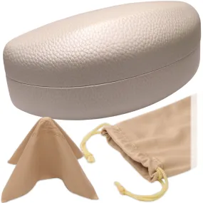 women extra large sunglasses Case for Curved Frames - hard eyeglass case w  Pouch & Cloth (AS179 Pearl)