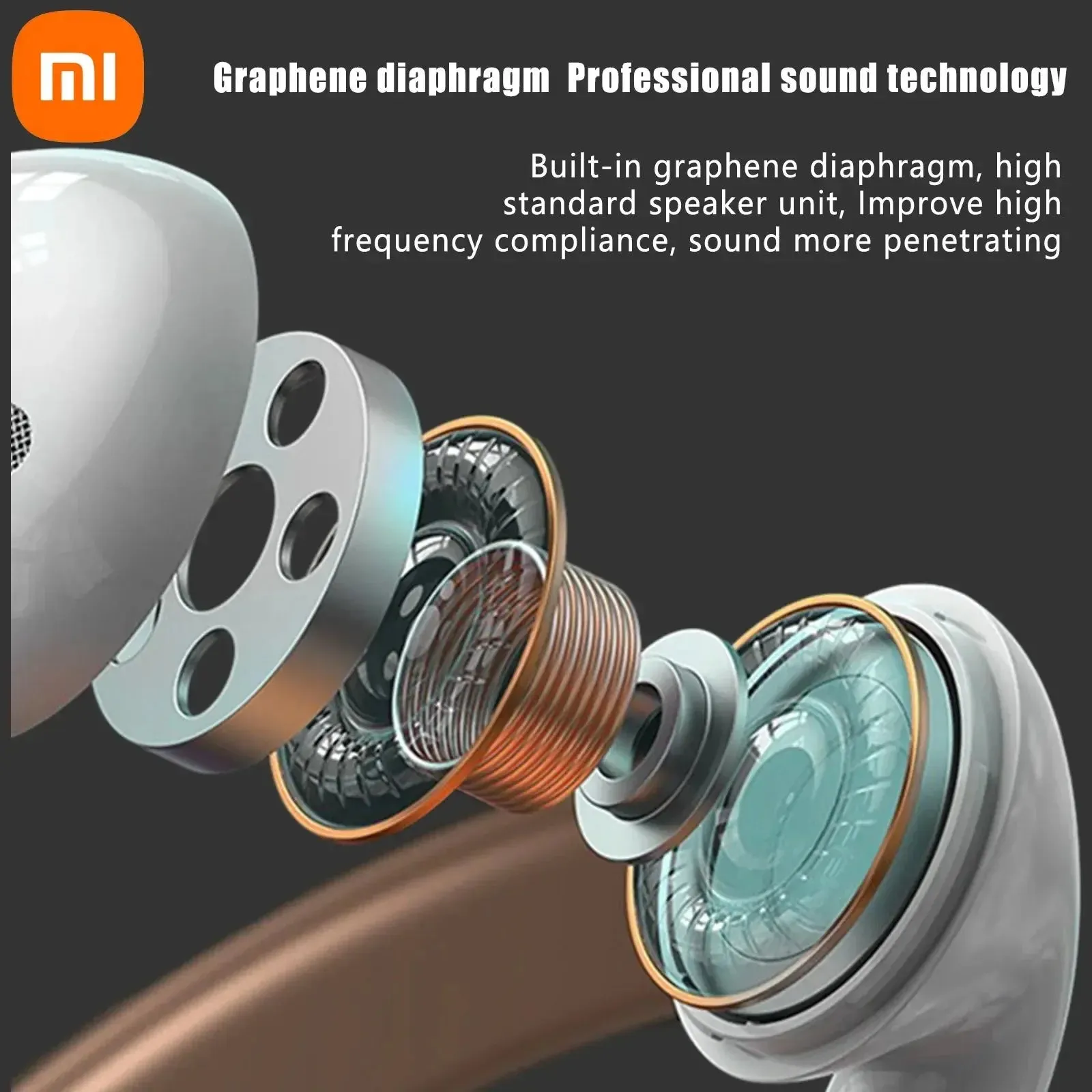 Xiaomi Buds Headphones TWS Wireless Earbuds Bluetooth 5.3 Touch Control IPX5 Waterproof HIFI Headset Carrying Cable with Mic