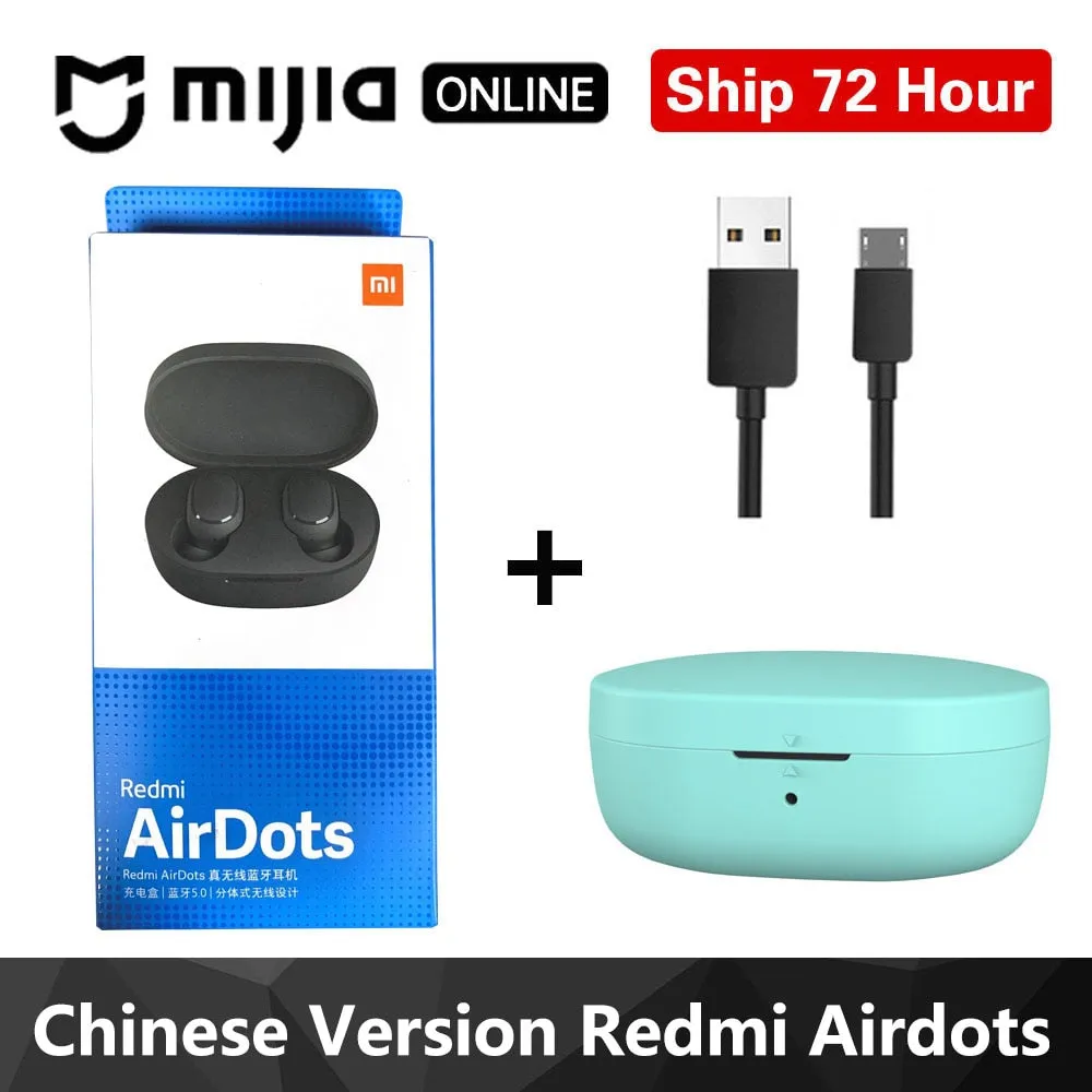 Xiaomi Redmi Airdots TWS Bluetooth 5.0  Earphone Stereo Wireless Active Noise Cancellation With Mic Handsfree Earbuds AI Control