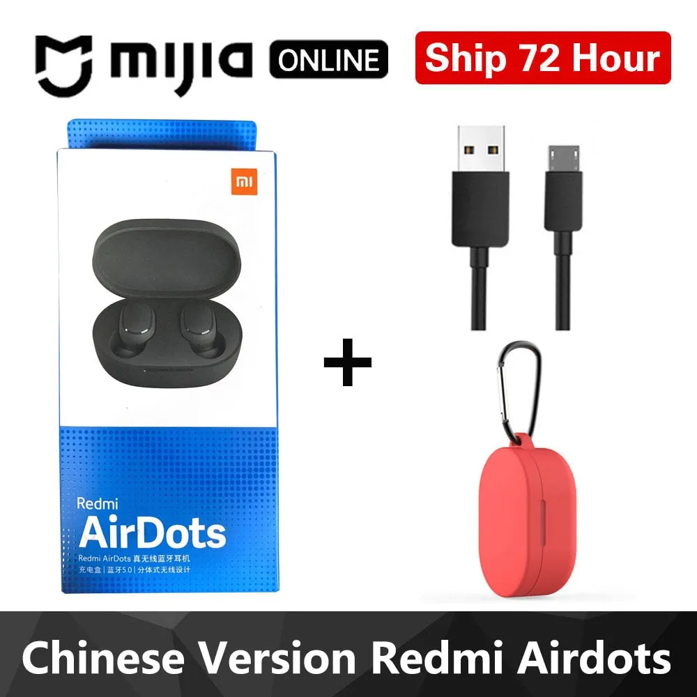 Xiaomi Redmi Airdots TWS Bluetooth 5.0  Earphone Stereo Wireless Active Noise Cancellation With Mic Handsfree Earbuds AI Control