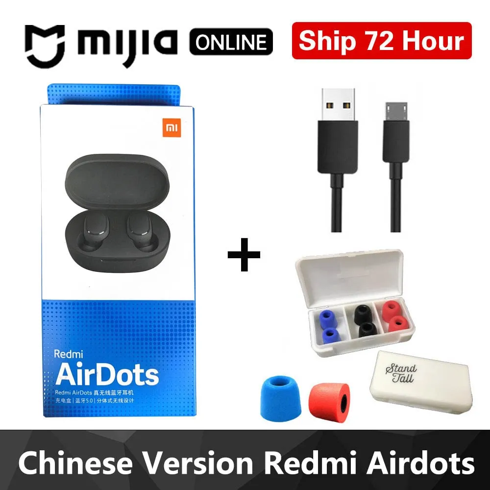 Xiaomi Redmi Airdots TWS Bluetooth 5.0  Earphone Stereo Wireless Active Noise Cancellation With Mic Handsfree Earbuds AI Control