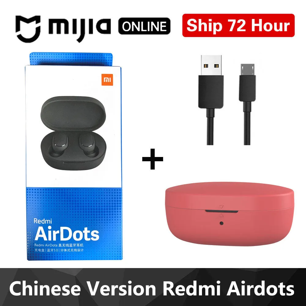 Xiaomi Redmi Airdots TWS Bluetooth 5.0  Earphone Stereo Wireless Active Noise Cancellation With Mic Handsfree Earbuds AI Control