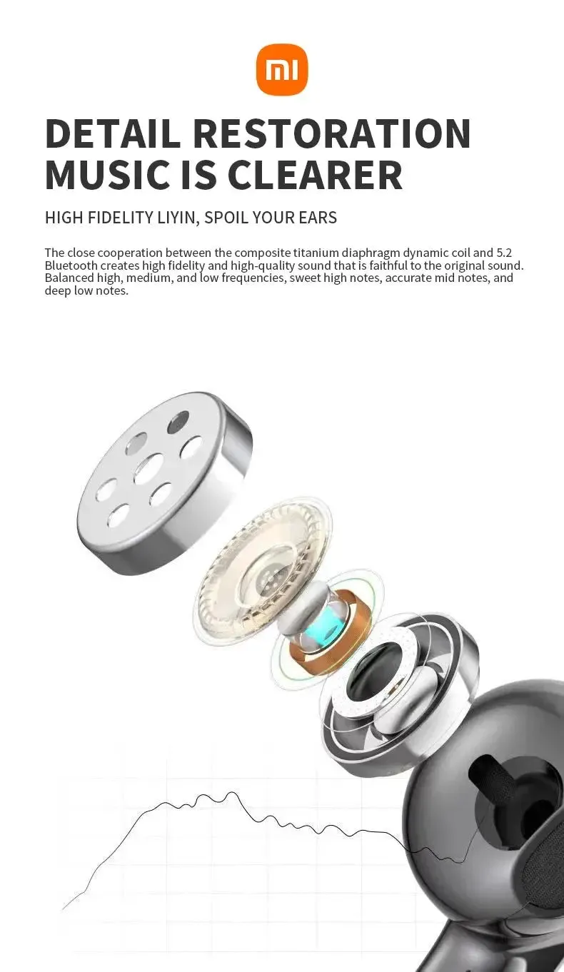 Xiaomi Wireless Earphones J97 in-ear Bluetooth 5.2 Earphones HiFi Stereo TWS Sports Waterproof Earphones Built-in Microphone