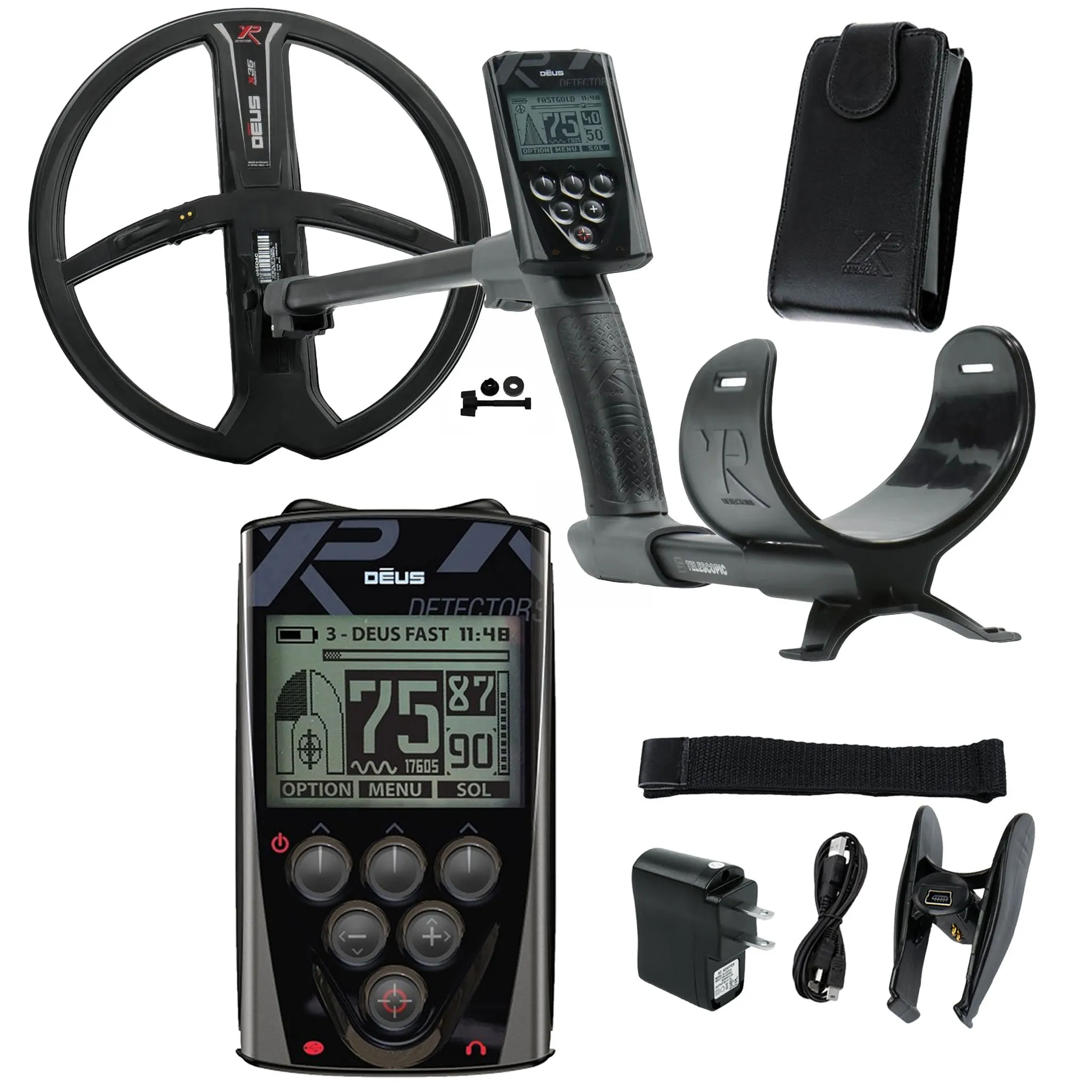 XP Deus Metal Detector with Remote, 11” X35 Search Coil, WSAUDIO Headphones, and MI-6 Pinpointer