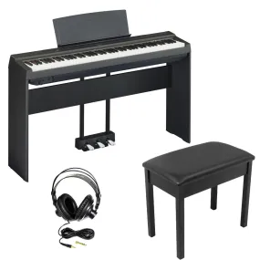 Yamaha P125AB Digital Piano Complete Home Bundle, Black